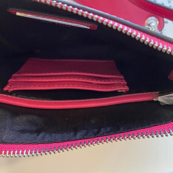 Joseph Ribkoff designer Pink Crossbody Bag With Chain Strap & Silver Accents - Picture 11 of 16